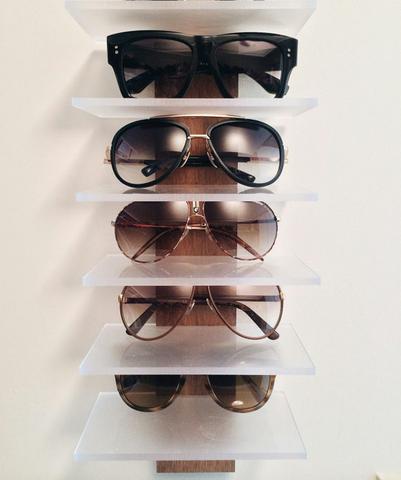 Wood and acrylic sunglasses holder