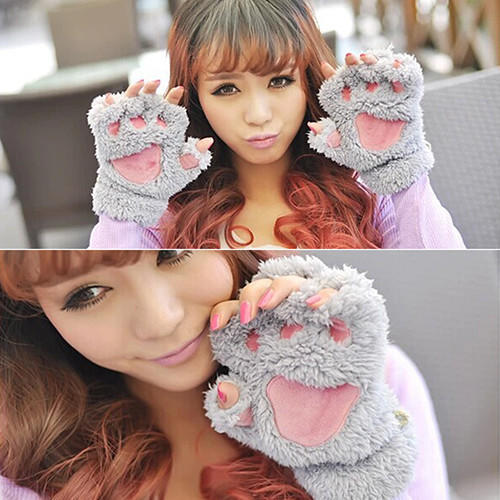 Cat online fingerless gloves