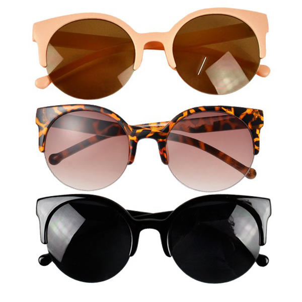 Round Half Frame Cat Eye Sunglasses