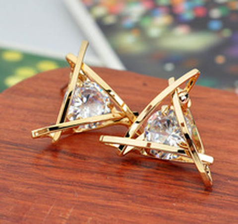 Gold Triangle Earrings