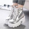 Chrome High Heels Ankle Boots