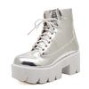 Chrome High Heels Ankle Boots