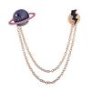 Cat Planets Chain Brooch