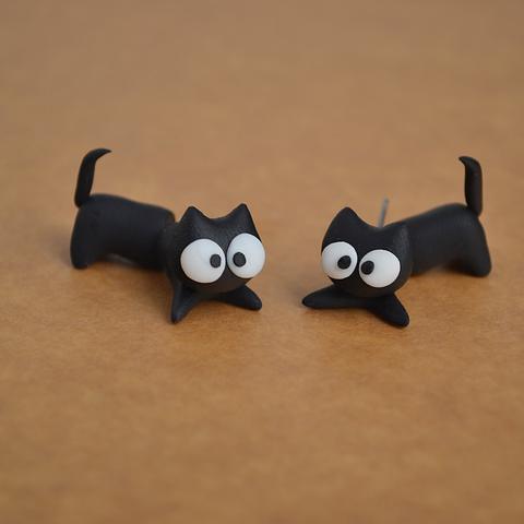 Through Ear Cat Earrings