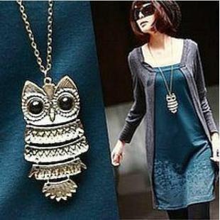 Long owl necklace on sale
