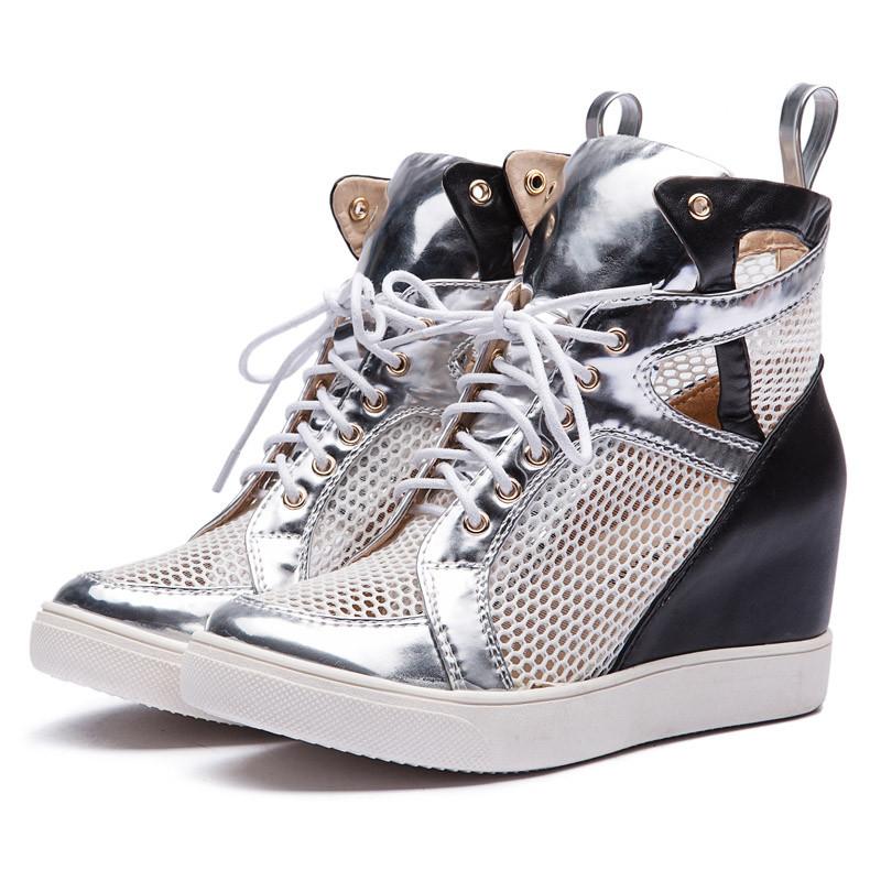 Chrome High Heel Sneakers Street Stylers