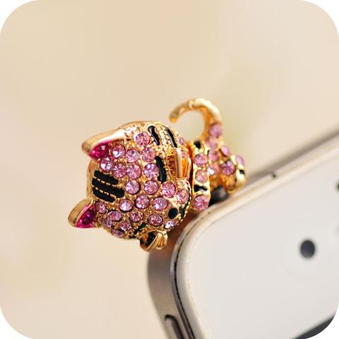Sleepy Golden Diamond Cat Headphone Jack