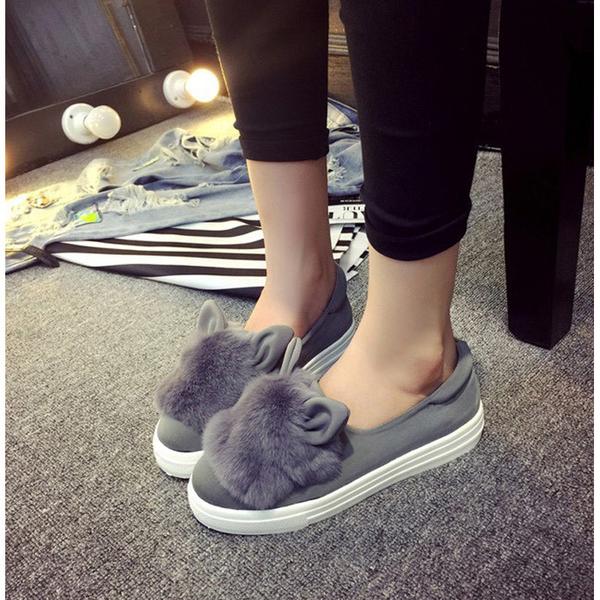 Fur flat shoes top